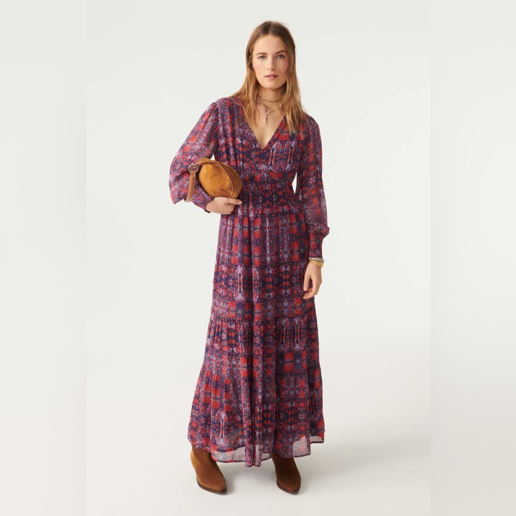 Ba&Sh Purple Floral Maxi Dress